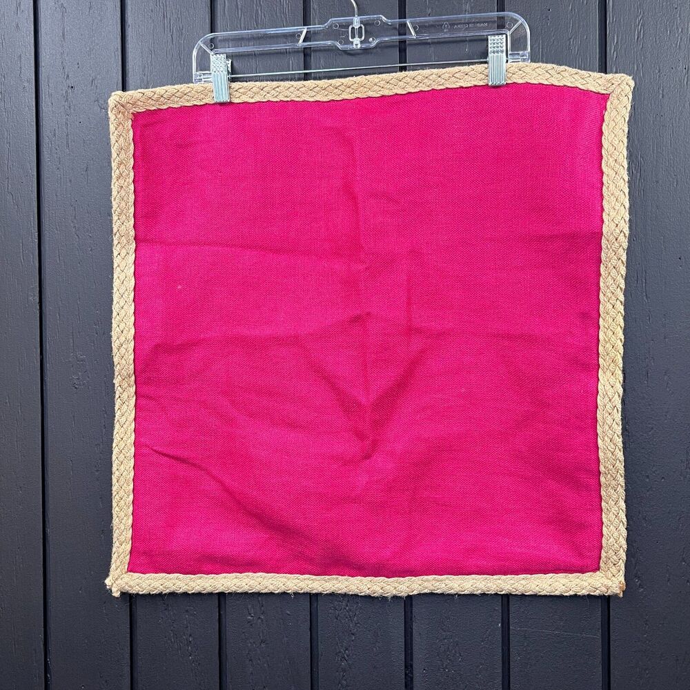 SET of 2**Pottery Barn 20x20 Magenta Pink Linen Pillow Cover with Jute Braided